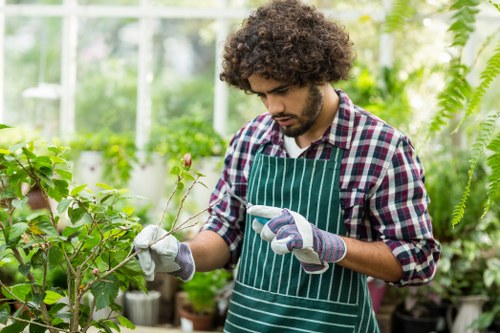 Gardener working in a small Kentish Town front garden